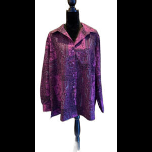 Blair Purple plus Size 2Xl Buttondown Long NG Sleeve Blouse Vintage Retro